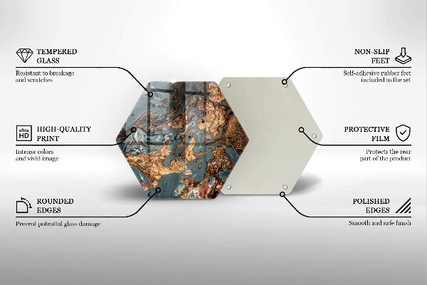 Tocător sticlă Structură de rocă aurie