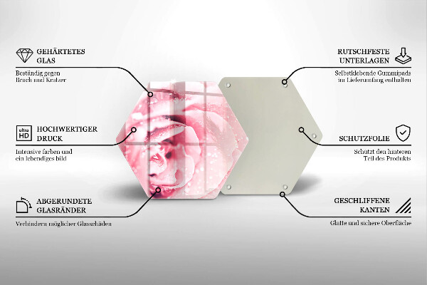 Tocător sticlă Picături de rouă și floare de trandafir