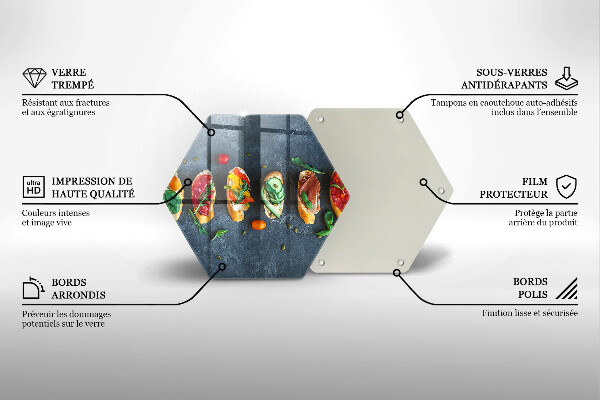 Tocător sticlă Sandvișuri colorate