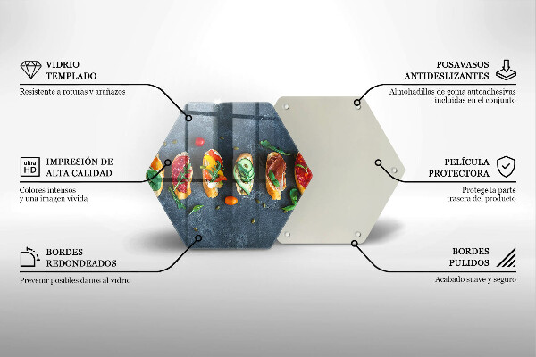 Tocător sticlă Sandvișuri colorate