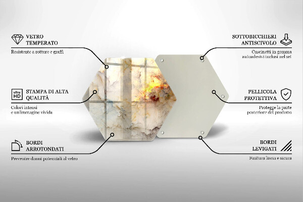 Tocător sticlă Textura de marmură cu aur