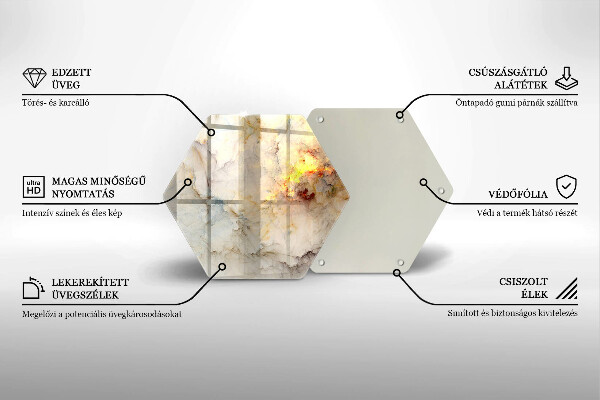 Tocător sticlă Textura de marmură cu aur