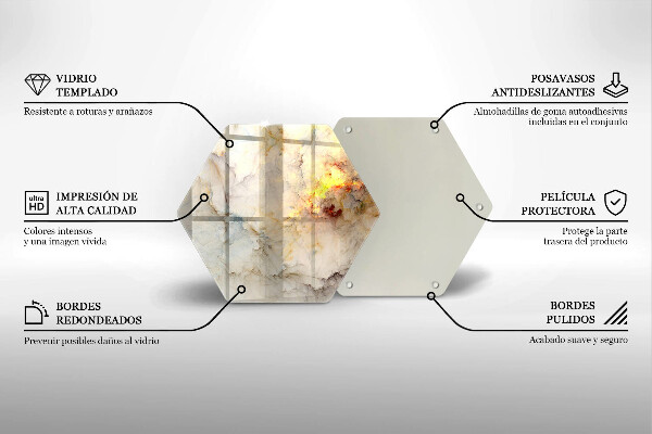 Tocător sticlă Textura de marmură cu aur
