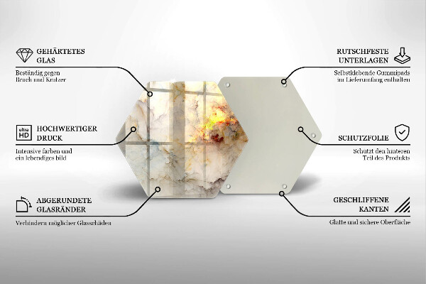 Tocător sticlă Textura de marmură cu aur