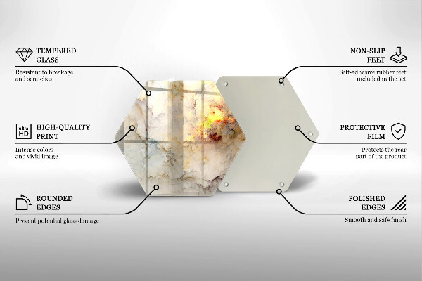Tocător sticlă Textura de marmură cu aur