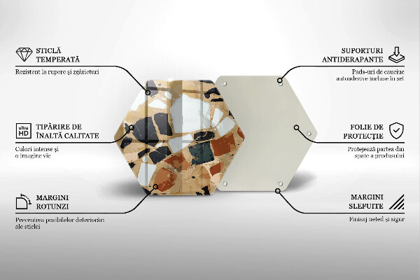 Tocător sticlă Farfurie cu pietre decorative