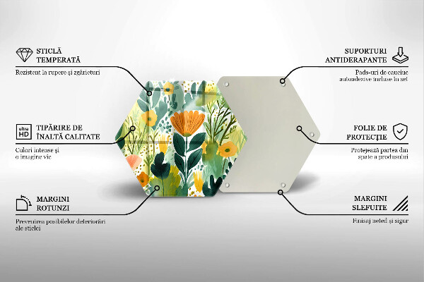 Tocător sticlă Flori pictate