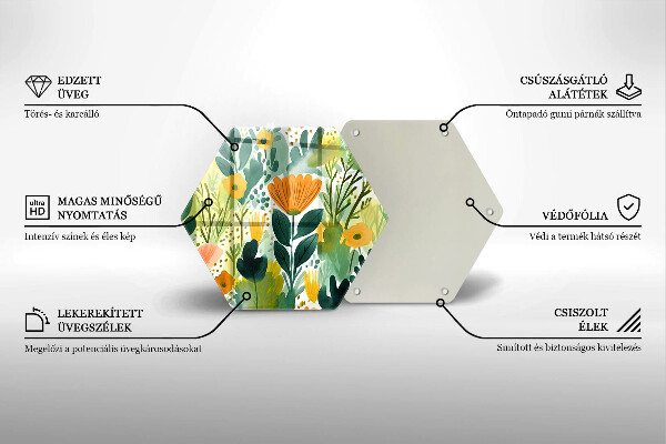 Tocător sticlă Flori pictate