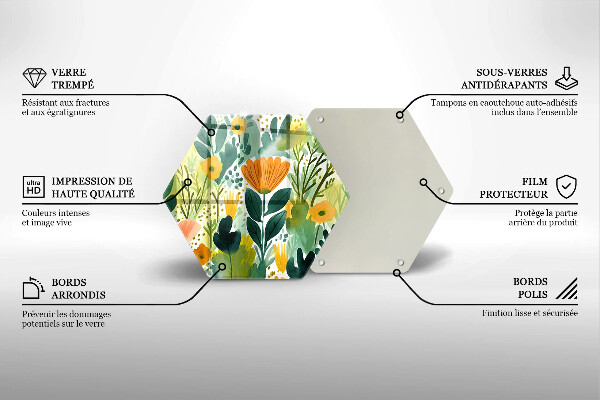 Tocător sticlă Flori pictate