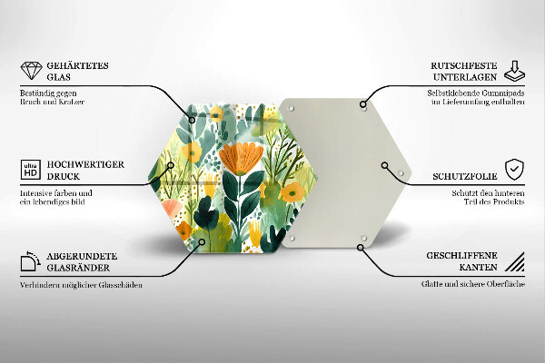 Tocător sticlă Flori pictate