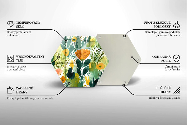 Tocător sticlă Flori pictate