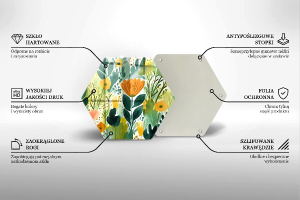 Tocător sticlă Flori pictate