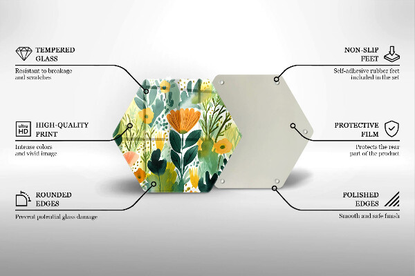 Tocător sticlă Flori pictate