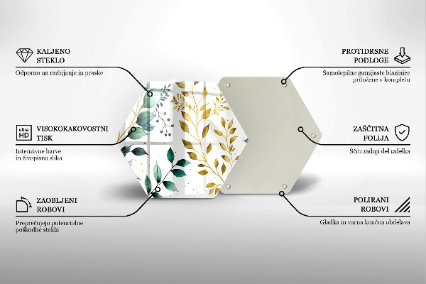 Tocător sticlă Frunze verzi și aurii