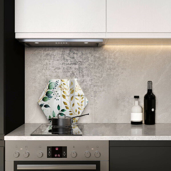 Tocător sticlă Frunze verzi și aurii