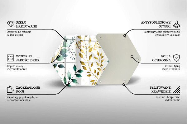 Tocător sticlă Frunze verzi și aurii