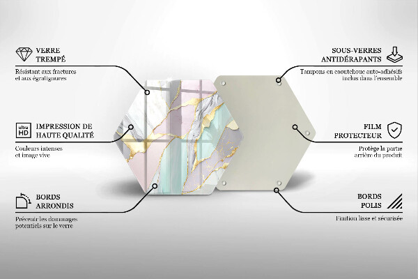 Tocător sticlă Marmură pastel