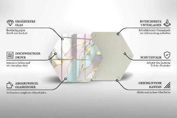 Tocător sticlă Marmură pastel