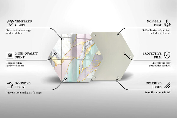 Tocător sticlă Marmură pastel