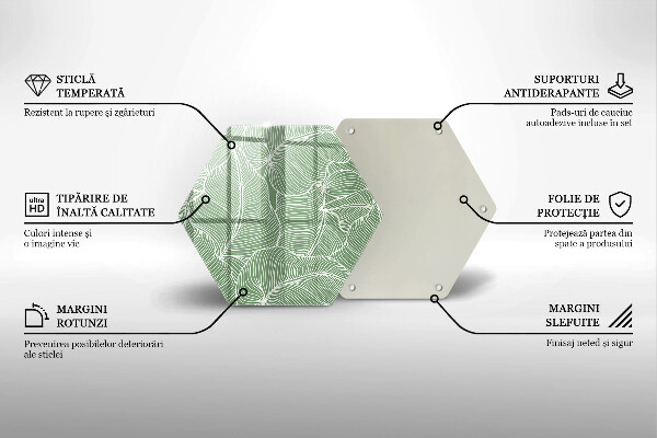 Tocător sticlă Frunze liniare