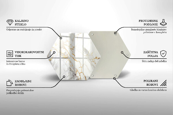 Tocător sticlă Marmură ușoară cu aur