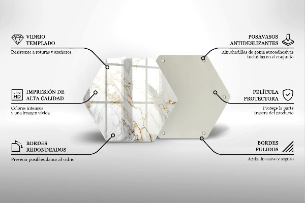 Tocător sticlă Marmură ușoară cu aur