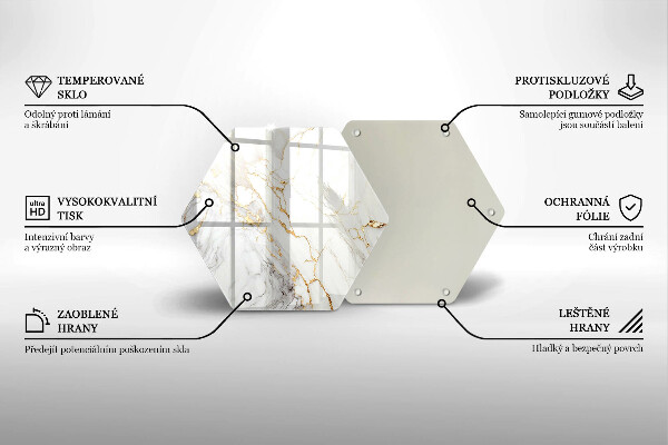 Tocător sticlă Marmură ușoară cu aur