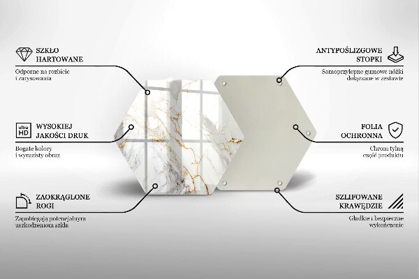 Tocător sticlă Marmură ușoară cu aur