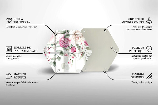 Tocător sticlă Trandafiri acuarela