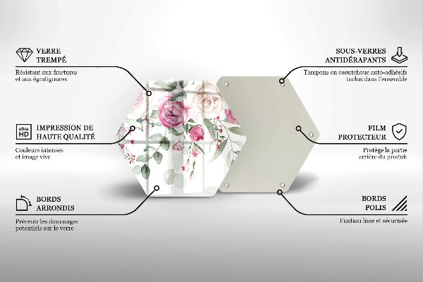 Tocător sticlă Trandafiri acuarela