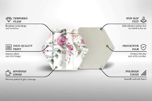 Tocător sticlă Trandafiri acuarela