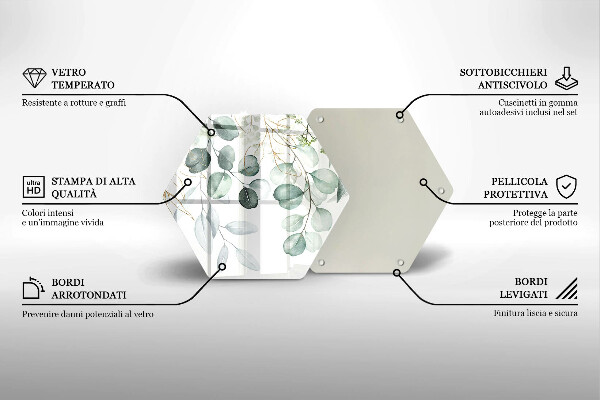 Tocător sticlă Plante pictate