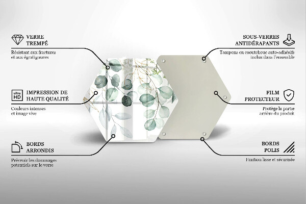 Tocător sticlă Plante pictate
