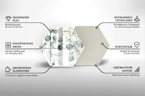 Tocător sticlă Plante pictate
