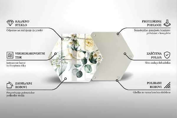 Tocător sticlă Acuarelă flori