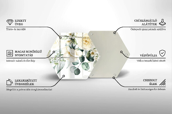 Tocător sticlă Acuarelă flori