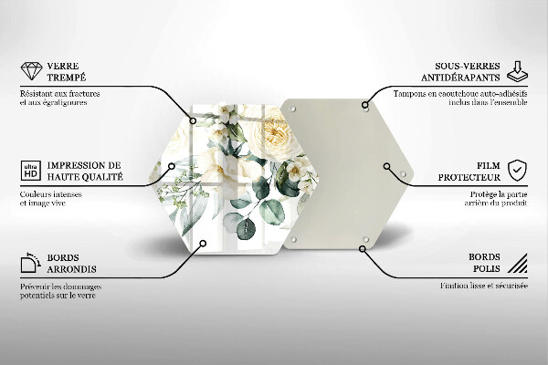 Tocător sticlă Acuarelă flori