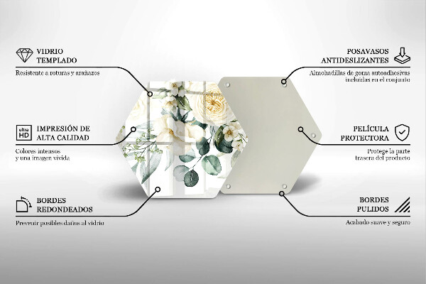 Tocător sticlă Acuarelă flori