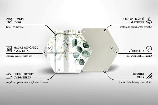 Tocător sticlă Plante acuarela