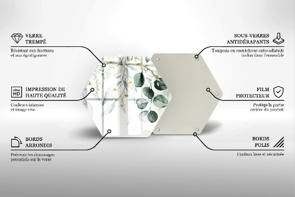 Tocător sticlă Plante acuarela