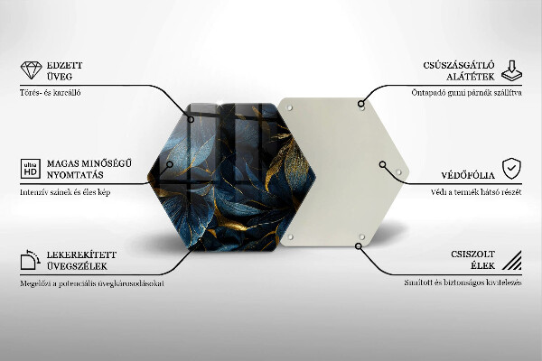 Tocător sticlă Frunze decorative cu aur