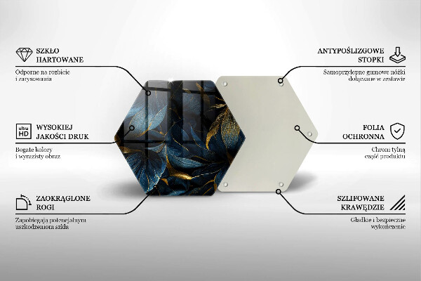 Tocător sticlă Frunze decorative cu aur