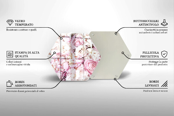 Tocător sticlă Buchet de bujor