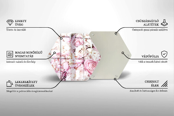 Tocător sticlă Buchet de bujor