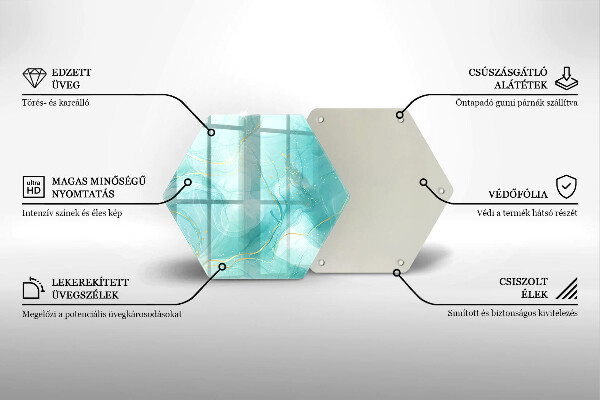 Tocător sticlă Abstracția albastră și aurie