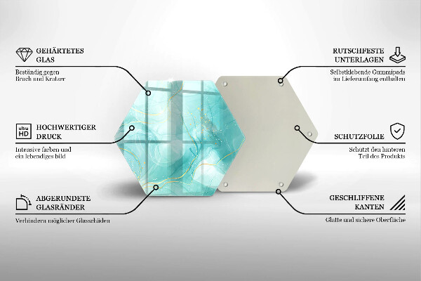 Tocător sticlă Abstracția albastră și aurie