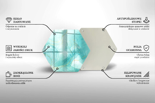 Tocător sticlă Abstracția albastră și aurie