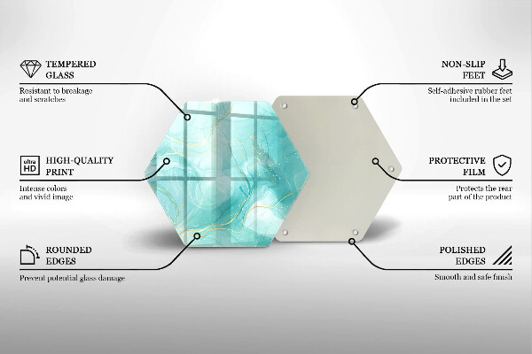 Tocător sticlă Abstracția albastră și aurie