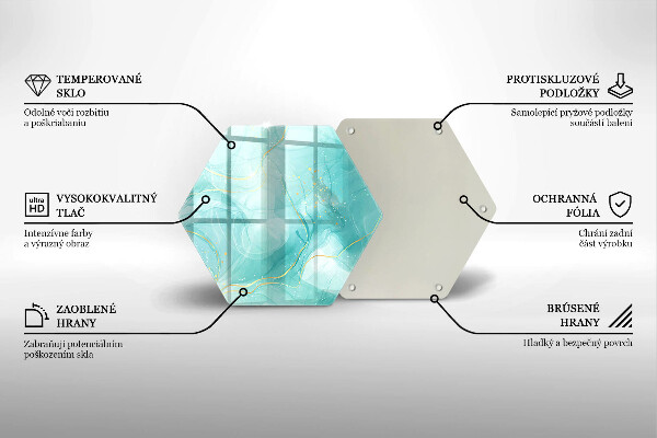 Tocător sticlă Abstracția albastră și aurie
