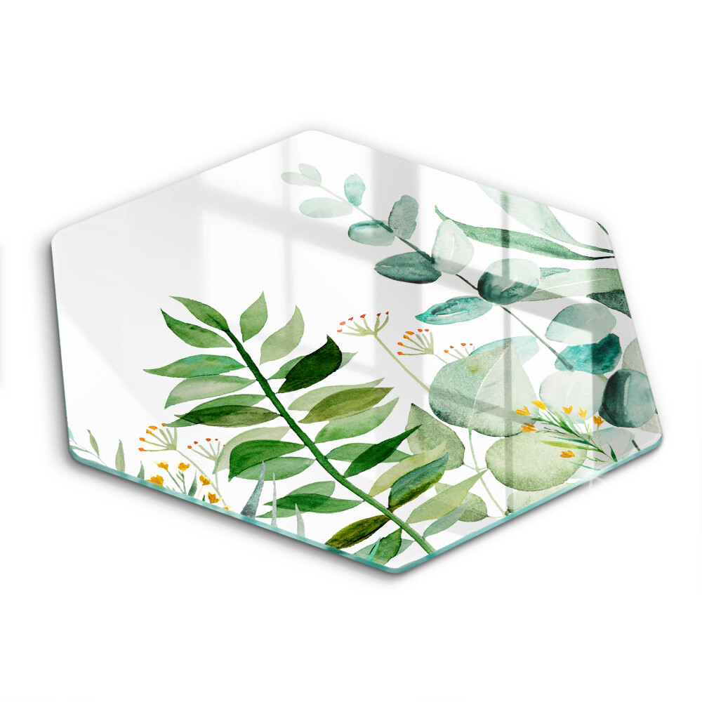 Tocător sticlă Ilustrație cu frunze de plante